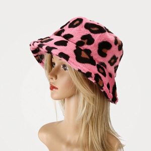 Sombrero de Pescador Casual para Mujer, Otoño Invierno, Estampado de Leopardo, Forrado de Felpa, Grueso, Cortavientos - Product Image 2