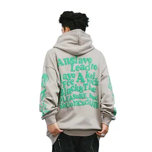 2021 custom fashion 3d oversized patchwork plain thick cotton plus size men's hoodies 3d puff print hoodie