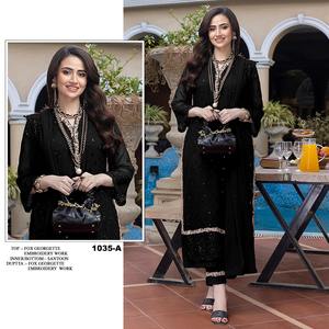 Traje Salwar Kameez paquistaní de nueva colección con traje de boda Georgette de imitación pesado para mujer de proveedor indio - Product Image 2