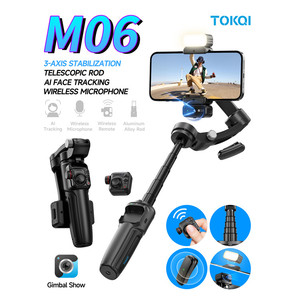 Estabilizador Antivibración con Seguimiento por IA M06, Barra Telescópica Integrada con Micrófono Inalámbrico para Grabación de Vlogs con Smartphone - Product Image 1