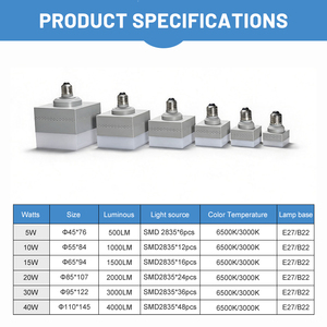 Zhongshan <span class=keywords><strong>Uramis</strong></span> Ampoules LED à économie d'énergie Nouveau produit en forme de T B22 E27 5W 10W 15W 20W 30W 40W PC en aluminium blanc chaud - Product Image 2