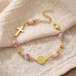 Religious 316L Stainless Steel 14k 18k Gold Plated Catholic <b>Bead</b> <b>Bracelets</b> With Charms Rosary Virgin Mary <b>Bracelet</b> for Women Men - Product Image 1