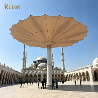 Solution d'ombrage pour la Mosquée du Haram de Médine, auvent anti-UV en tissu PTFE coupe-vent pour la pèlerinage et l'ombrage des places islamiques