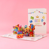 Carte 3D Pop Up Musicale Anniversaire Personnalisable avec Lumière LED Soufflable et Logo OEM pour Magasins de Cadeaux