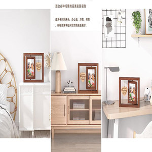 Wooden American-style rotating heart-shaped photo <b>frame</b>, creative photo <b>frame</b>, mother's gift, decorative wooden desktop - Product Image 4