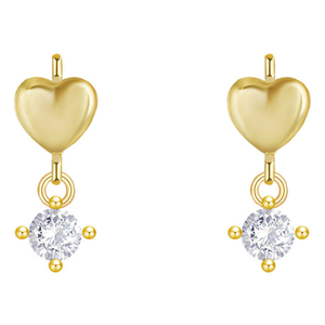 Boucles d'oreilles en acier inoxydable plaqué or 18 carats avec breloque en zircon pour femmes |   Imperméable, hypoallergénique et durable - Product Image 1