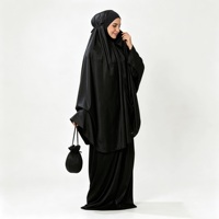 Ensemble Khimar noir pour femmes, pochette de voyage, vêtements modestes, vêtements musulmans islamiques, prière