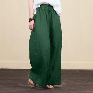 <span class=keywords><strong>Pantalon</strong></span> ample <span class=keywords><strong>taille</strong></span> haute en coton et <span class=keywords><strong>lin</strong></span> pour <span class=keywords><strong>femme</strong></span>, avec poches, coupe décontractée à jambe large, idéal printemps-été - Product Image 6