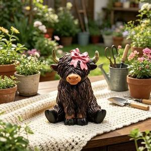 Ensemble de statues de vaches des Highlands en résine, figurines d'animaux, décoration de jardin, de maison ou de bureau, artisanat sculpté artistique - Product Image 4