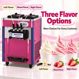 OEM y ODM fábrica 2 sabores individuales + 1 mezcla sabores máquina de <span class=keywords><strong>helados</strong></span> color rosa popular para hacer maquina de helado suave - Product Image 3