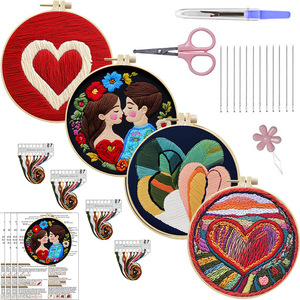 Kit de <span class=keywords><strong>broderie</strong></span> pour <span class=keywords><strong>d</strong></span>ébutants pour adultes, motifs de <span class=keywords><strong>broderie</strong></span> pour <span class=keywords><strong>la</strong></span> Saint-Valentin faciles à <span class=keywords><strong>apprendre</strong></span>, kits de point de croix pour adultes - Product Image 1