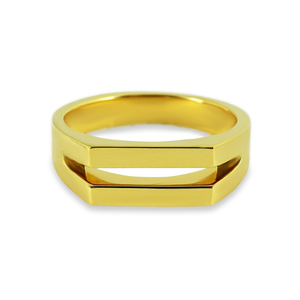 Gemnel Hot Sale Men Jewelry Stainless Steel Plain <strong>Split</strong> Signet <strong>Ring</strong> - Product Image 1