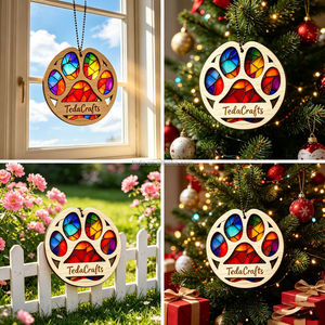 Ornement de Noël en bois personnalisé avec photo de chien, décoration suspendue patte d'animal, artisanat en bois imprimé UV double couche pour sapin de Noël - Product Image 6