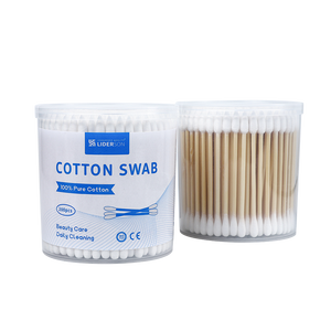 Coton-tiges cosmétiques personnalisés, 200 pièces/boîte, tête ronde pointue, bâtonnet en bambou, coton-tige avec boîte ronde - Product Image 2