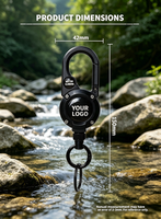 Porte-clés rétractable YOYO personnalisé avec LOGO, étanche, anti-perte, avec cordon en acier de haute qualité, pour la pêche, l'escalade et la boussole