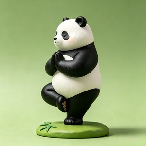 <span class=keywords><strong>Zen</strong></span> dans les bois -- Une figurine de panda yoga mignonne et fantaisiste pour le bureau. Cette figurine est sculptée et fabriquée par Bozhiyi. - Product Image 2