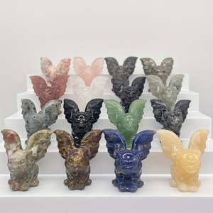 Figura de Murciélago Alado de Cristal Natural Mixto, Estatua de Murciélago Tallada a Mano en Piedra, Adorno de Animal de Cristal Curativo para Decoración del Hogar y Joyería - Product Image 4