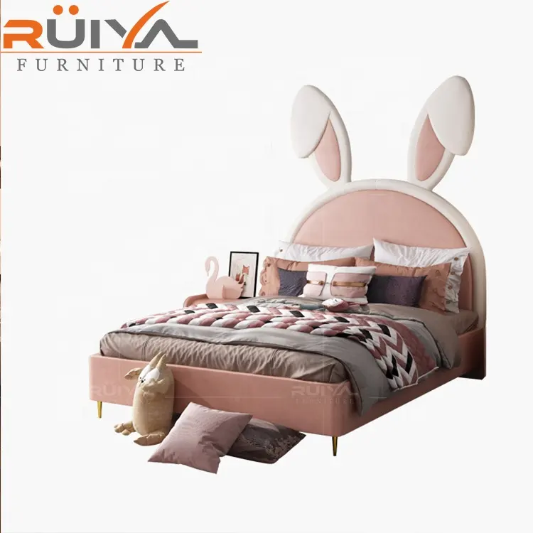 New Italy design bedroom furniture Modern kids' beds rabbit children girl bed made in china