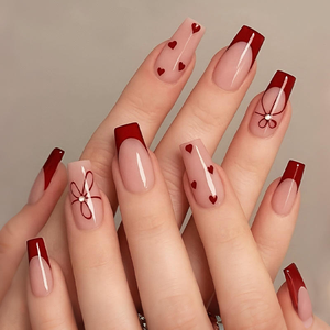 24 <span class=keywords><strong>Uñas</strong></span> Postizas Cuadradas con Punta Francesa Roja, Diseño <span class=keywords><strong>de</strong></span> Gorro Navideño y Copos <span class=keywords><strong>de</strong></span> Nieve, <span class=keywords><strong>Uñas</strong></span> Acrílicas Adhesivas <span class=keywords><strong>de</strong></span> Cobertura Completa para Mujeres, Fiesta <span class=keywords><strong>de</strong></span> Navidad - Product Image 2