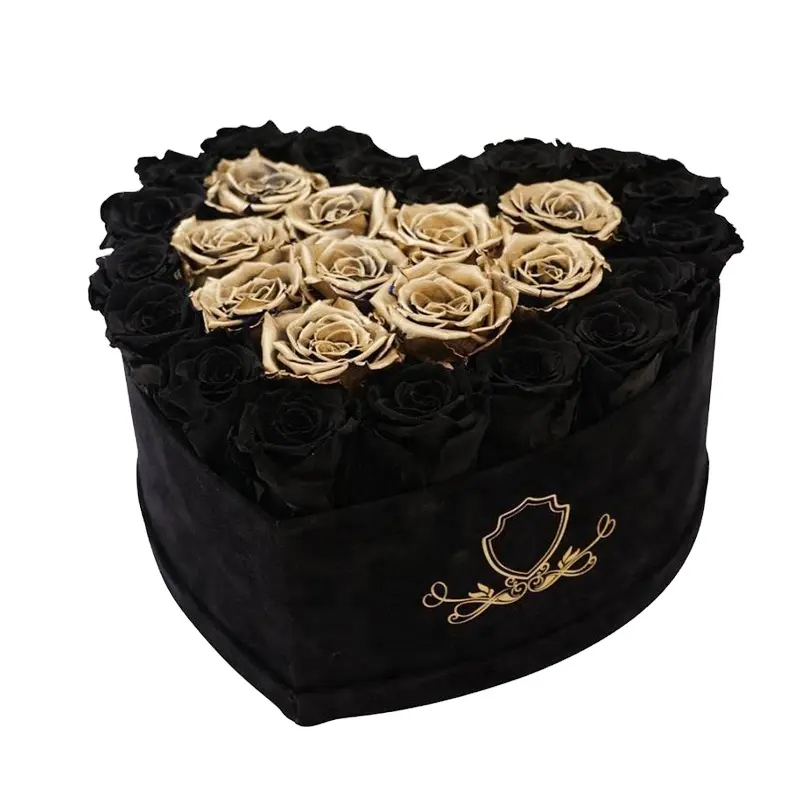 Kotak Bunga Hati Beludru Buatan Tangan Kualitas Terbaik Kotak Kemasan Mawar dengan Logo Yang Disesuaikan