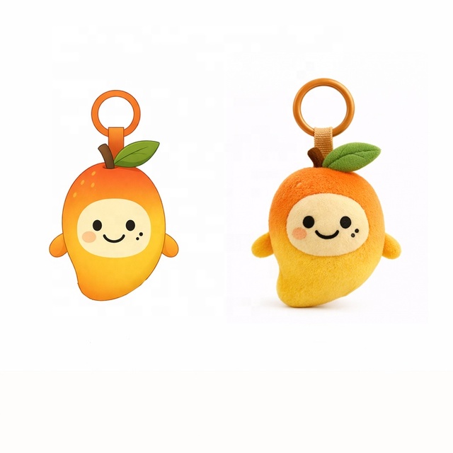 Personalized Plush Keychain Mango Design Custom Stuffed Fruit Toy Keyring Custom Plush Blind Box for Promotional Gift & Branding