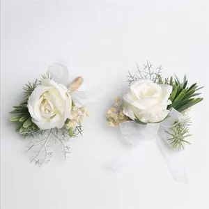 AI-438 2020 Various Colors Wedding Corsages and Boutonieres Artificial Flowers Wedding Bridesmaids Wrist Corsage