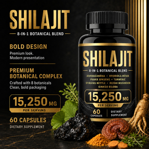 Extrait de résine de Shilajit naturel, capsules d'extraits d'herbes multiples pour le soutien immunitaire des adultes, antioxydant, énergie, 60 capsules/flacon - Product Image 3