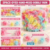 Fil fantaisie touffeté ombré à pompons, couleur bonbon pastel, moelleux, pour coussin au crochet et punch needle DIY, faible MOQ, vente en gros