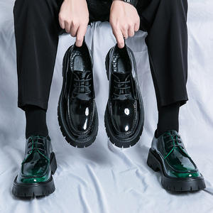 Nuove <span class=keywords><strong>scarpe</strong></span> da uomo con suola spessa a testa grossa in pelle laccata con tacco alto e Casual <span class=keywords><strong>scarpe</strong></span> Lefu - Product Image 5