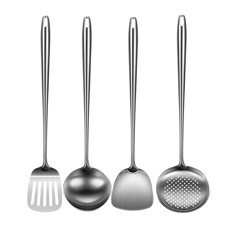 Cooking Utensils Extended Spatula Frying Spatula Thick Heat Insulation Colander Large Frying Spoon Stainless Steel Utensils Set