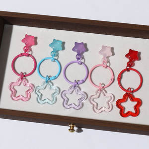 Llavero DIY de aleación con estrella hueca y colgante de corazón colorido, dije de moda para bolso estilo chica linda - Product Image 6