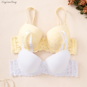 Lingerie da Sposa Sexy Bianca in <span class=keywords><strong>Pizzo</strong></span> Seducente, <span class=keywords><strong>Reggiseno</strong></span> da Donna Lavorato a Maglia con Ferretto e Coppe Complete, Eco-Friendly, Antibatterico, Taglie Forti - Product Image 1