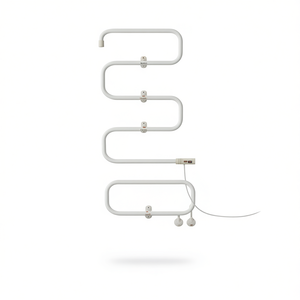 Sèche-serviettes électrique mural 100W, design minimaliste, en plastique courbé, blanc, ensemble d'accessoires de salle de bain - Product Image 1