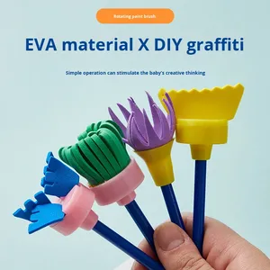 Ensemble de brosses d'apprentissage précoce pour enfants, brosses en éponge en mousse, outils de <span class=keywords><strong>dessin</strong></span> pour enfants, rouleau à fleurs, tampon, bricolage, outils d'art - Product Image 3