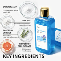 Gel Douche Exfoliant Lumineux et Scintillant OEM à l'Acide Salicylique et au Zinc PCA pour Peaux Grasses et Rugueuses
