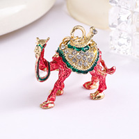 Nouveau Porte-clés Pendentif en Alliage de Zinc, Thème Ethnique Transfrontalier, Glacé Diamant, Couleur Chameau du Désert, Souvenir, Polyvalent, Petit Cadeau