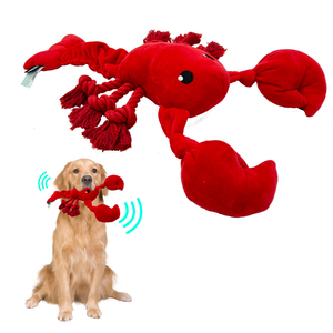 ของเล่นสัตว์เลี้ยงรูปกุ้งล็อบสเตอร์แบบใหม่จาก Petdom พร้อมเสียงบีบในตัว ทนทานและมีปมเชือก ของเล่นตุ๊กตาสำหรับสุนัข - Product Image 1