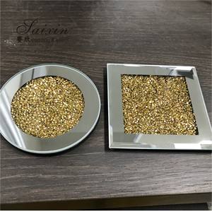 Saixin-posavasos decorativo, posavasos de cristal con diamantes, purpurina triturada, para bebidas, venta al por mayor - Product Image 2