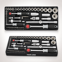 Juego de Llaves Torx Hexagonales de 56 Piezas con Enchufe de 1/4 y 1/2 Pulgada, Llave de Trinquete, Llave Allen, Barra de Extensión para Bujías y Estuche Metálico para Herramientas