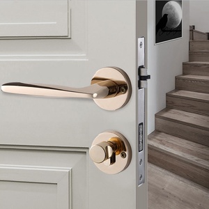 Innovador pomo de puerta de madera de oro negro mate cerraduras de manija de poste de aluminio multifuncional para cocina dormitorio hoteles modernos - Product Image 4