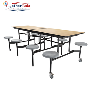 Muebles de Restaurante Plegables, Móviles, Resistentes al Agua y Duraderos, Mesa y Sillas con Ruedas de Metal y Madera para Fábrica o Comedor - Product Image 2