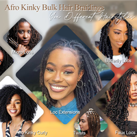 Cheveux brésiliens vierges afro crépus en vrac, grand paquet de cheveux humains afro crépus en vrac pour tresses, torsades et extensions de cheveux