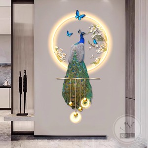 Lámpara de Pared LED Tridimensional de Alta Gama, Cristal y Porcelana Ecológica, Diseño de Pavo Real, para Entrada o Pasillo - Product Image 2