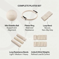 Set de Pilates Estético 4 en 1: Pesas de Tobillo de Silicona Ecológicas, Anillo de Yoga, Pelota y Bandas de Resistencia para Mujeres, Gimnasio en Casa