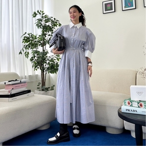 Robe midi ample et fluide grande taille pour femme, décontractée, pour le bureau, printemps, en tissu naturel, vente en gros, logo personnalisé, OEM - Product Image 1