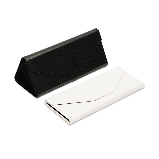 Customizable Logo PU Leather Folding Eyeglasses Case with Sunglasses Package Optical Foldable Holder