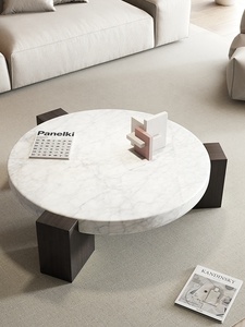 Mesa de centro de mármol de diseñador moderno nórdico para salas de estar domésticas, mesa de centro de mármol redonda para villas. - Product Image 5