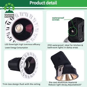 <span class=keywords><strong>Spot</strong></span> encastré au <span class=keywords><strong>plafond</strong></span> réglable Shanhe Modern IP65 étanche 7W 12W Cob Gold Trimless LED Downlight - Product Image 6