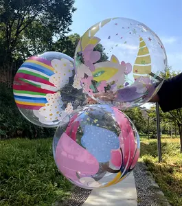Balões de hélio de 20 polegadas, balões transparentes com forma redonda, de unicórnio e bobo para festas