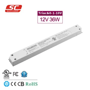 Doğrusal karartma LED sürücü 12V 3A 36W sabit voltaj triyak 0-10v led karartma sürücüsü